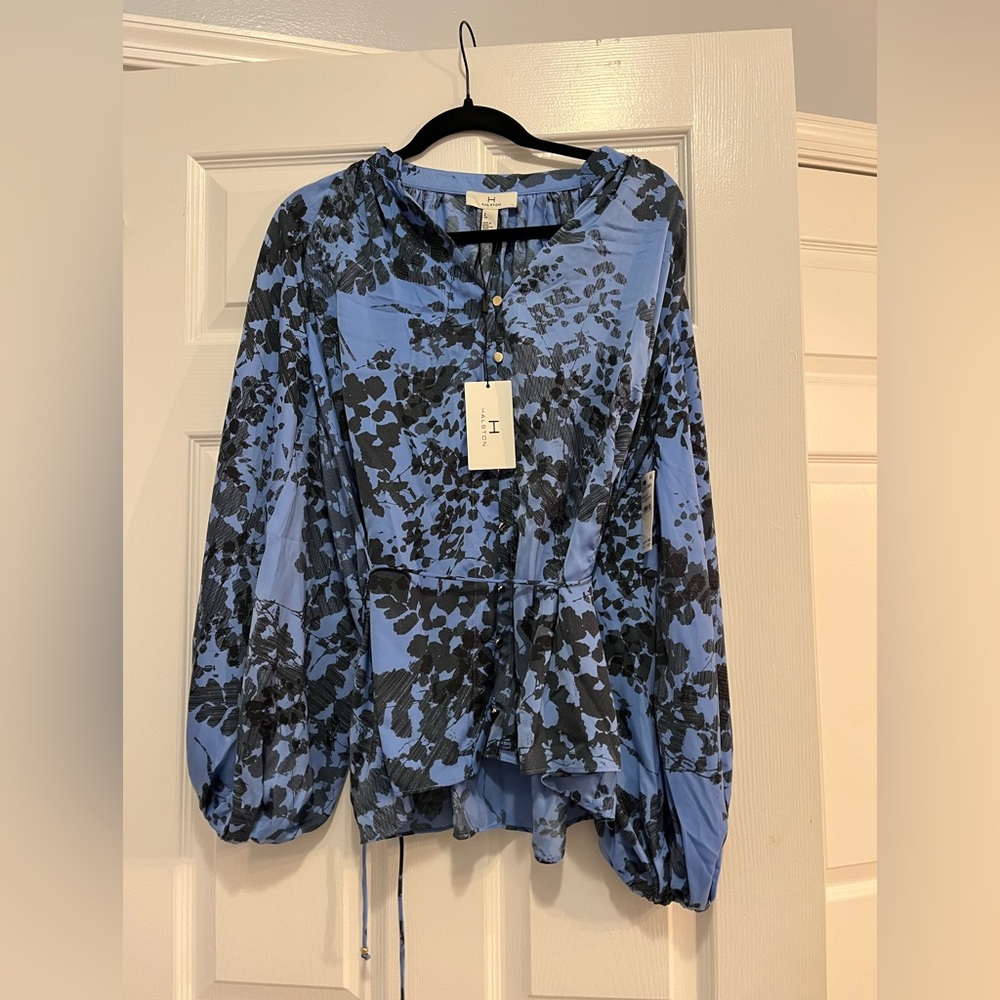 H By Halston new with tags blue and black blouse